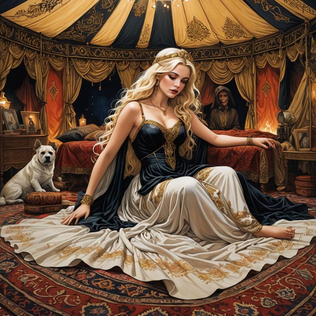 Arabian Princess and Ghost in Milo Manara Style