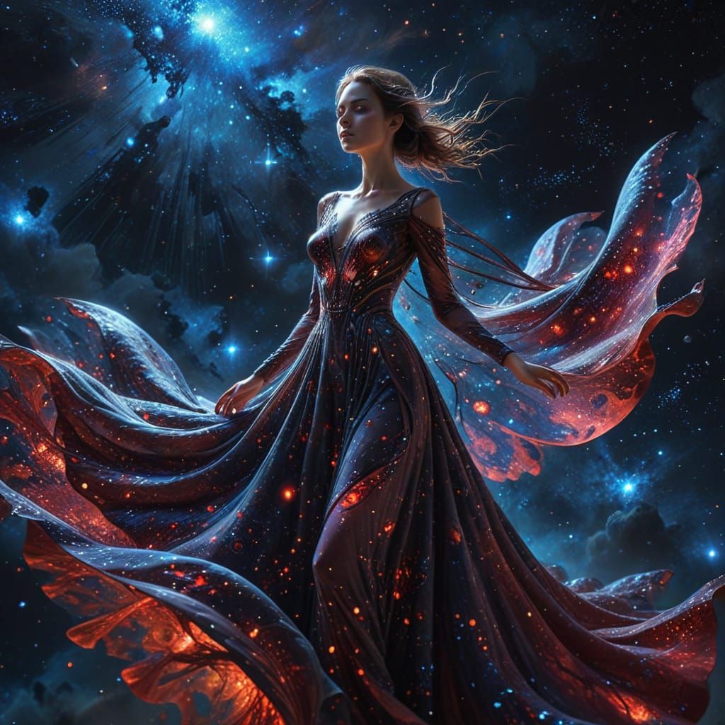 Surreal Oil Painting of a Woman in Glass Space with Ruby Eye...