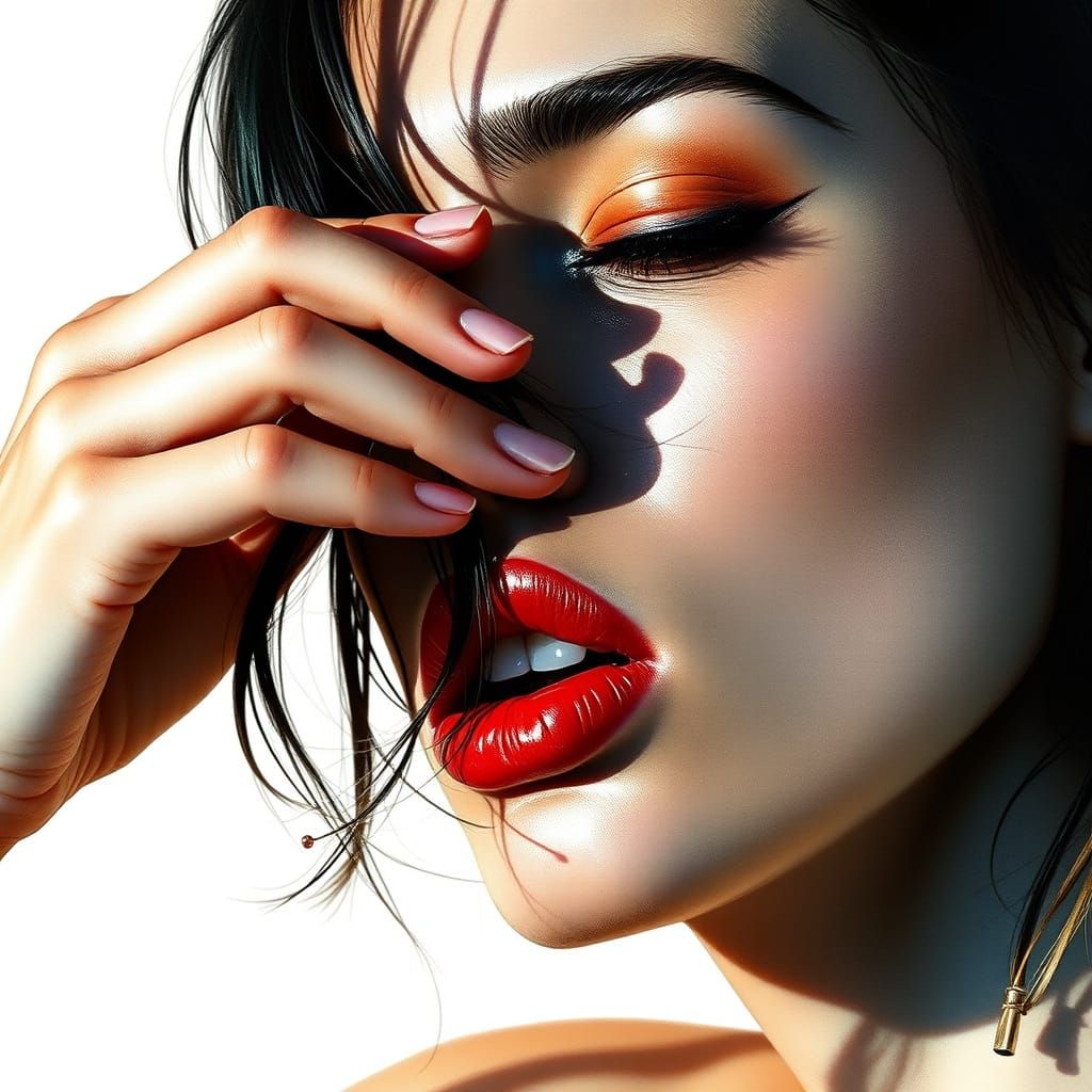 Vivacious Model in Perfect Pose, with Intricate and Unrealis...