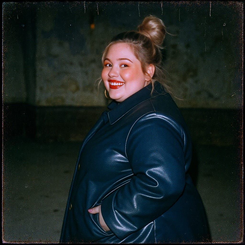 Woman in Blue Coat with Cinematic Lighting