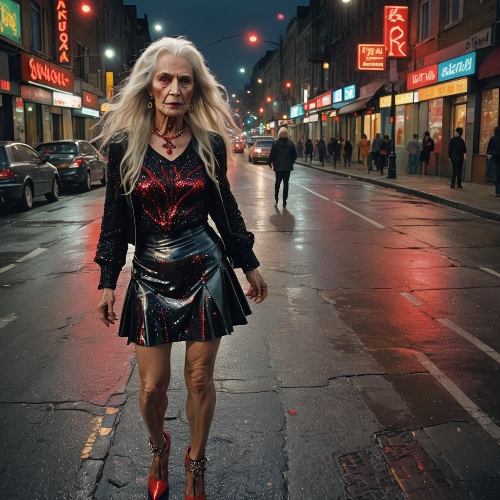 Elderly Transvestite in Surrealist Oil Painting Style