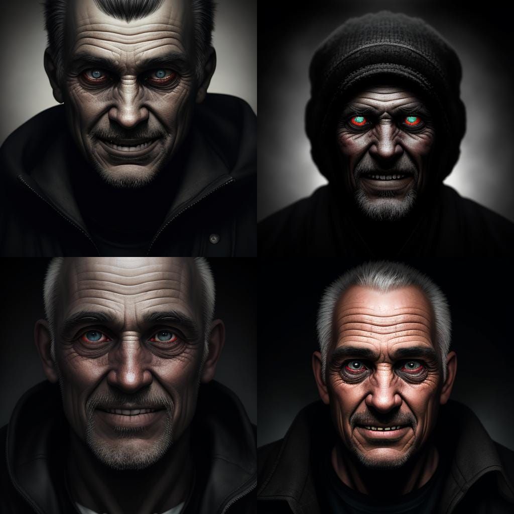 Intense Portrait of Smiling Man in Street Photography Style