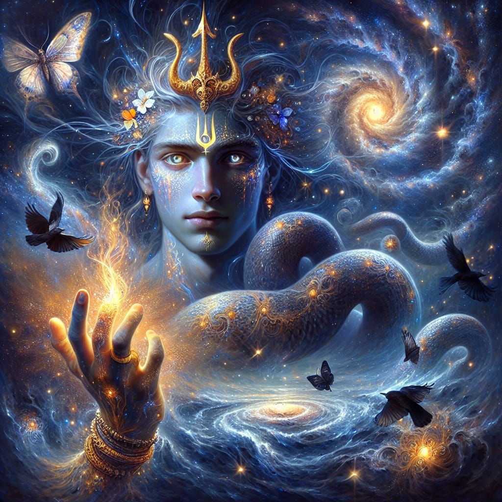 Divine Being Embodies Mortality and Eternity in Cosmic Paint...