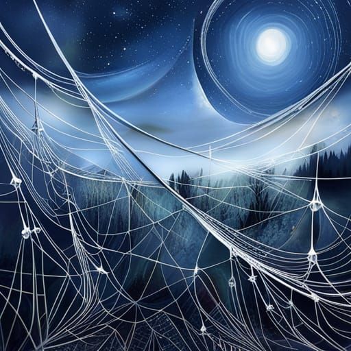 Dewy Cobweb in Spooky Meadow: Watercolor Art