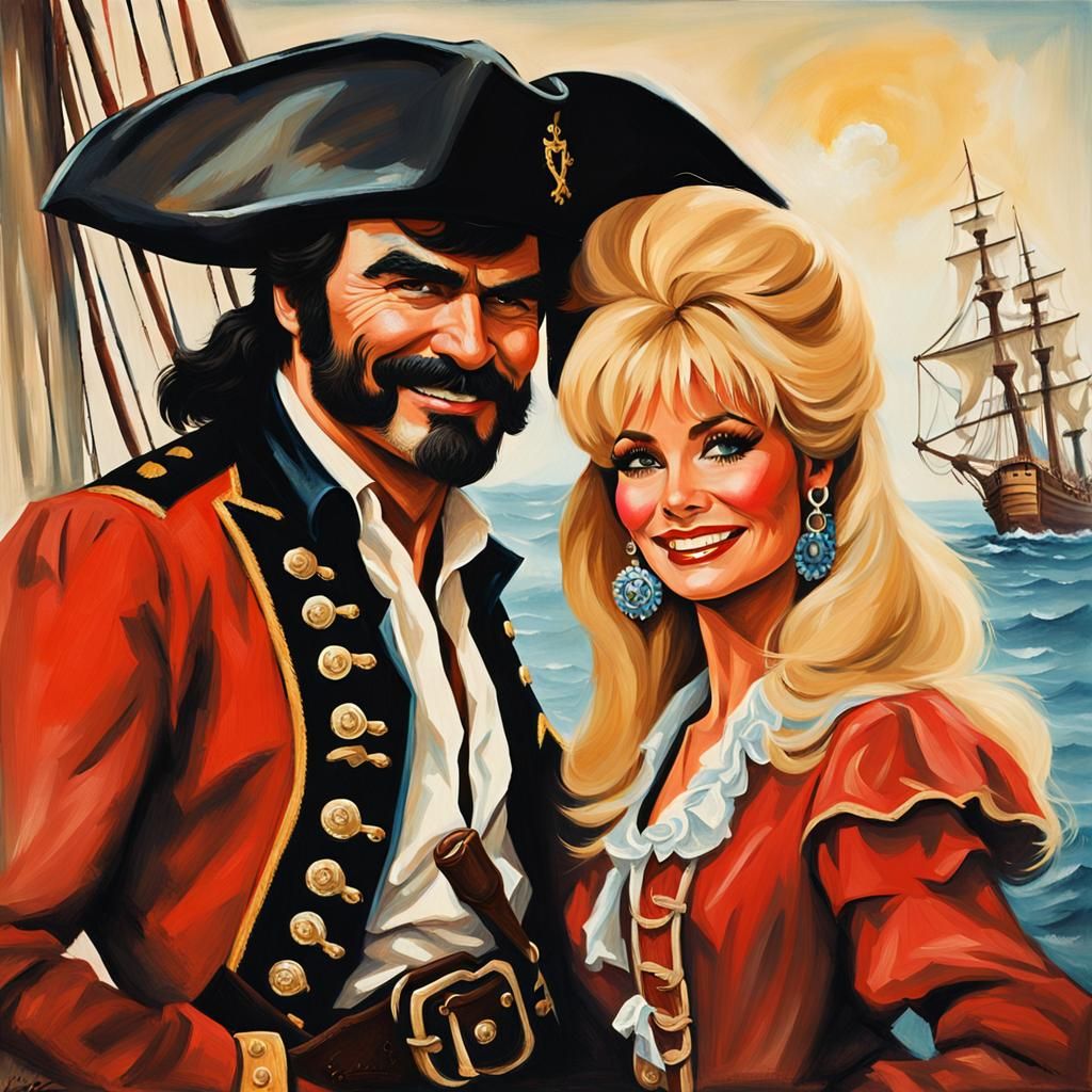 Pirate Couple Portrait in Romantic Oil Painting Style