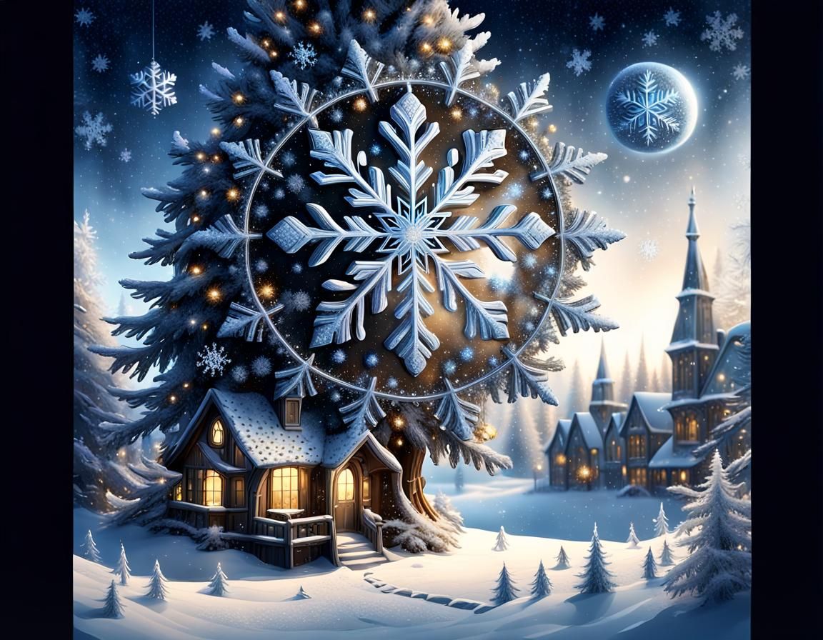 Enchanted Winter Wonderland in Elegant Digital Art