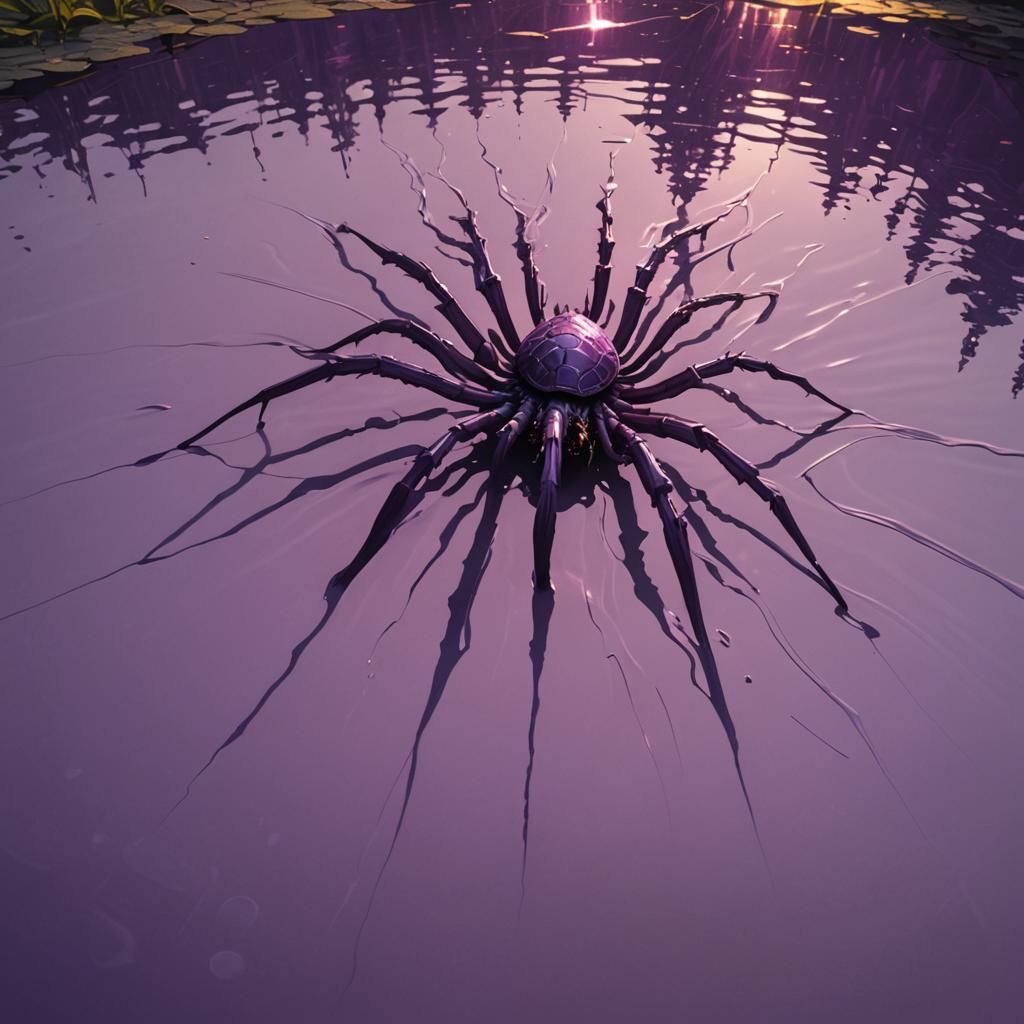 Big Spider Shadow on Purple Lake in Splash Art