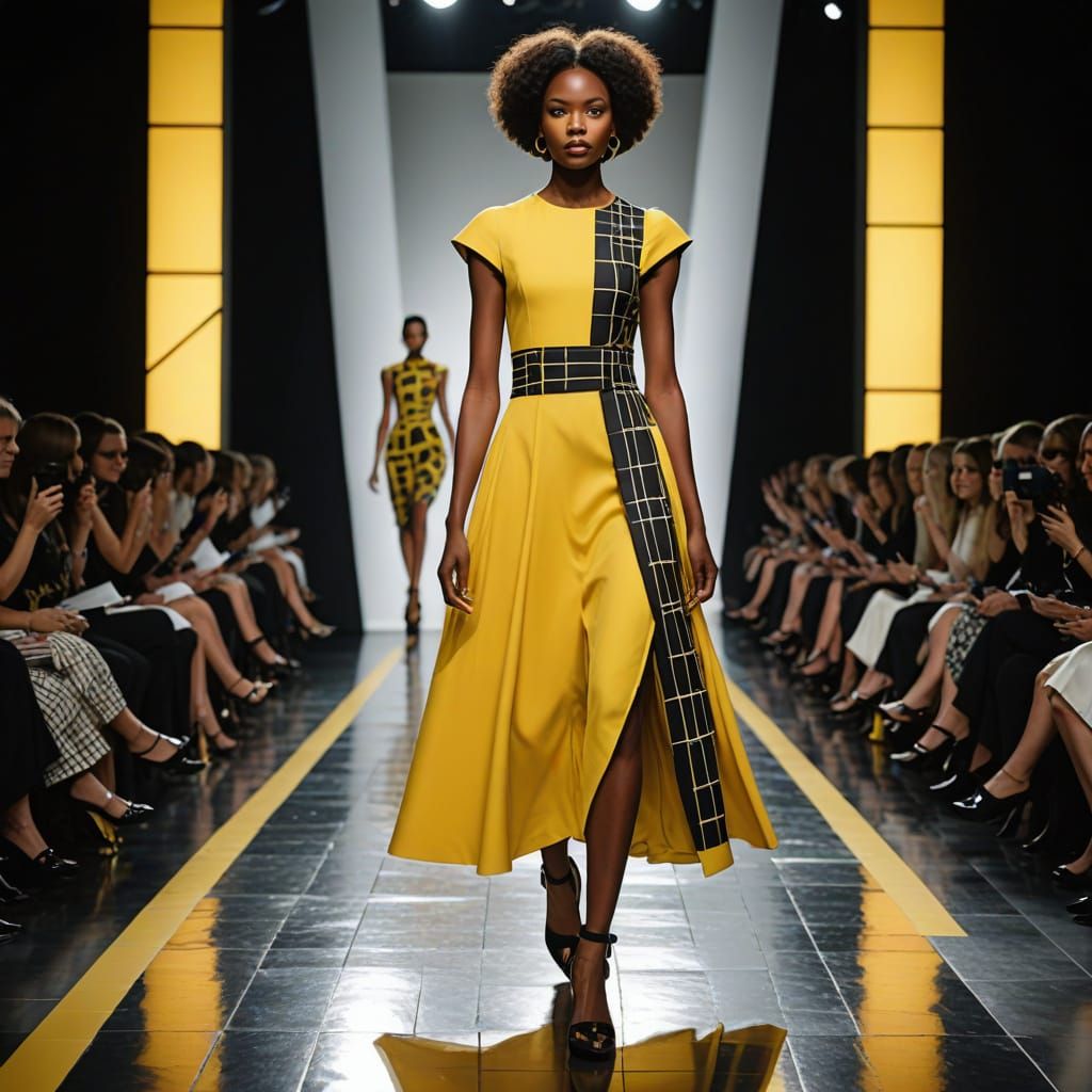 Vibrant Yellow Haute Couture Fashion on the Runway