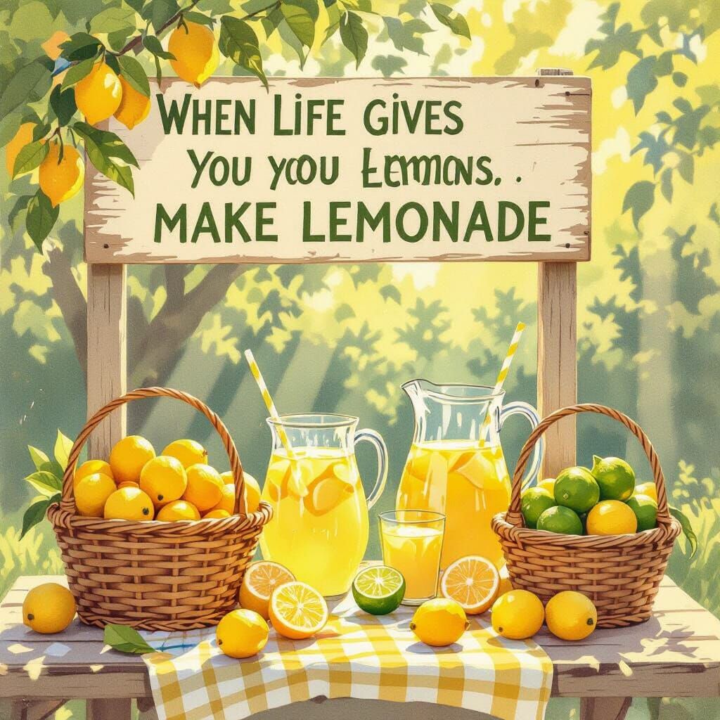 Vintage Lemonade Stand Illustration on a Sunny Day