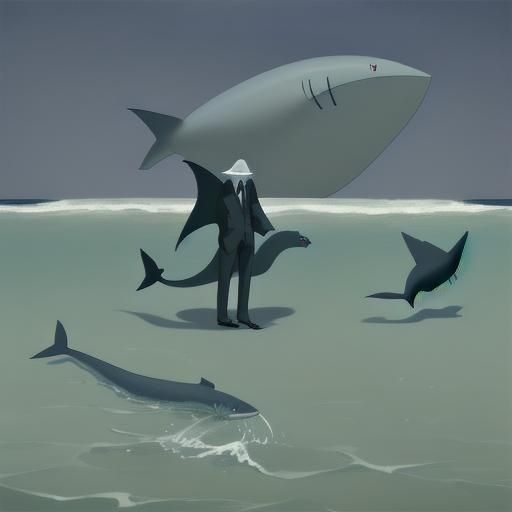 Surreal Sleepwalking Shark Wags Tail in Dreamscape