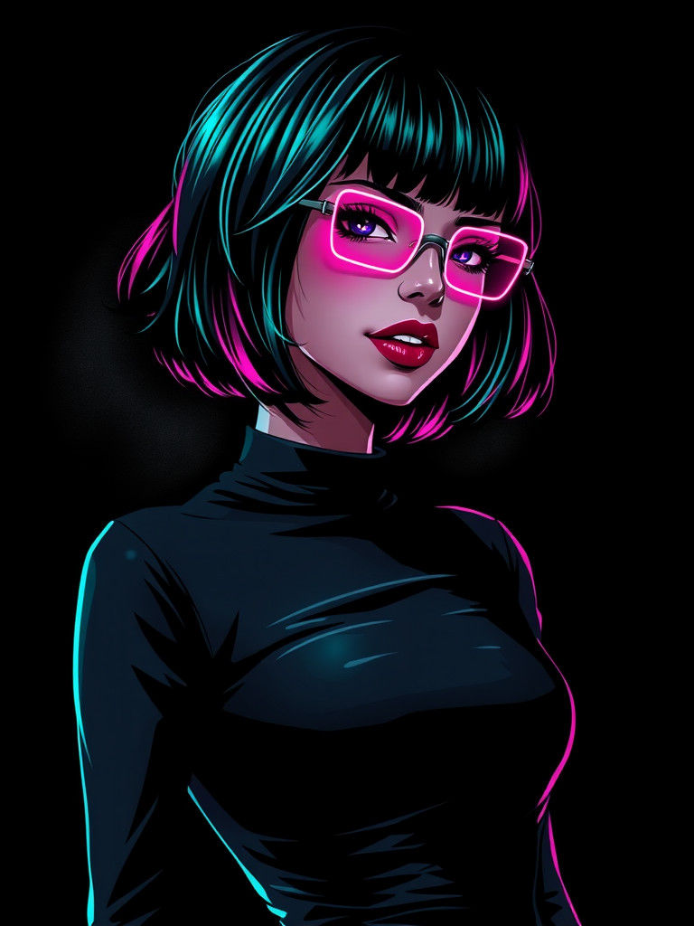 Neon Punk Girl in Syd Mead Retro Style