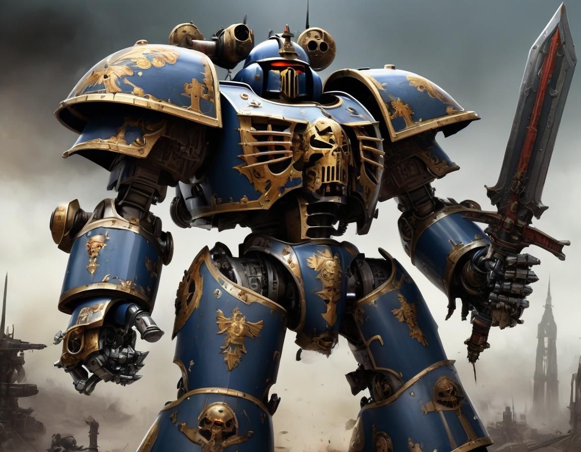 Imperial Knight Mecha in Grimdark Battle Scene