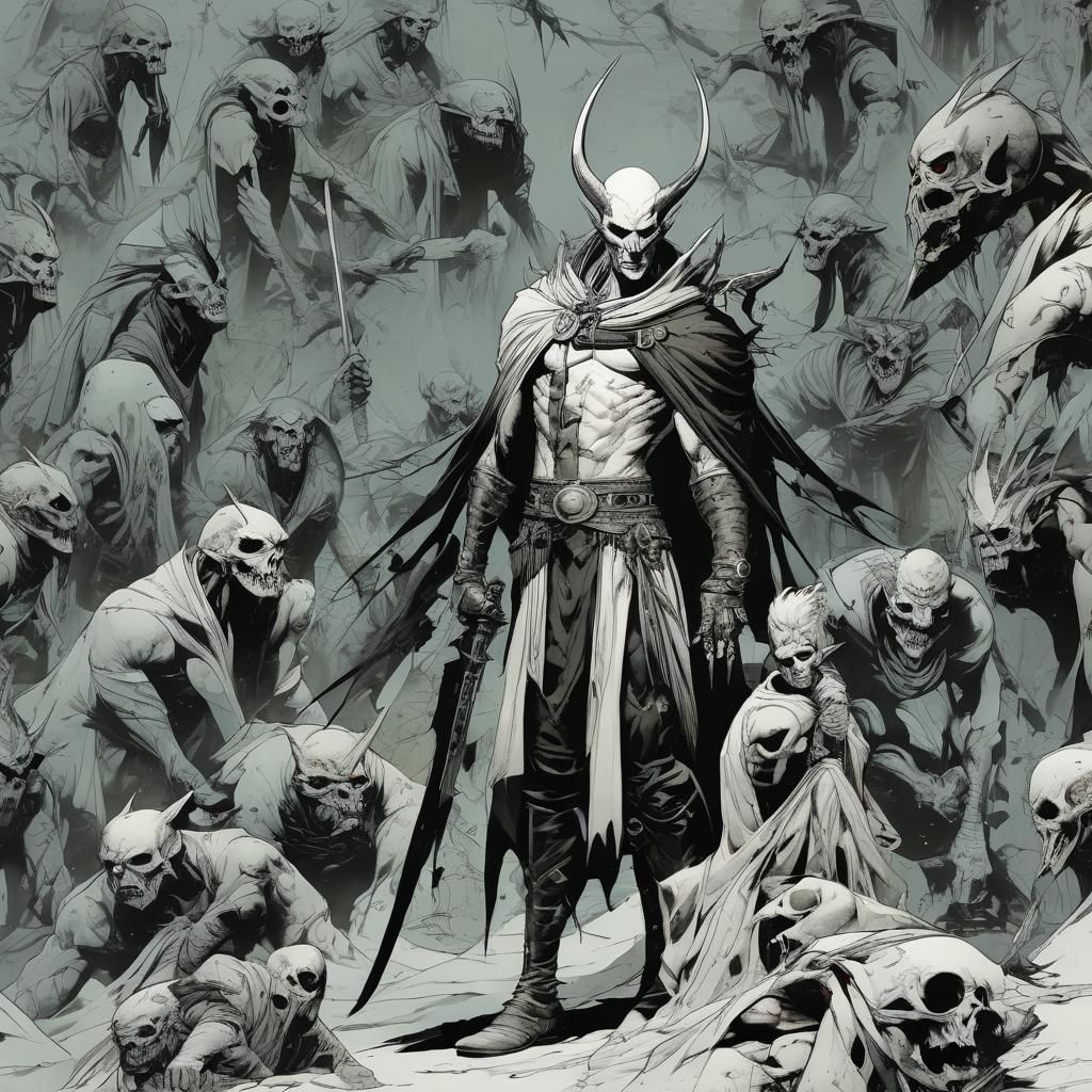 Grimdark Scene in Comic Book Style