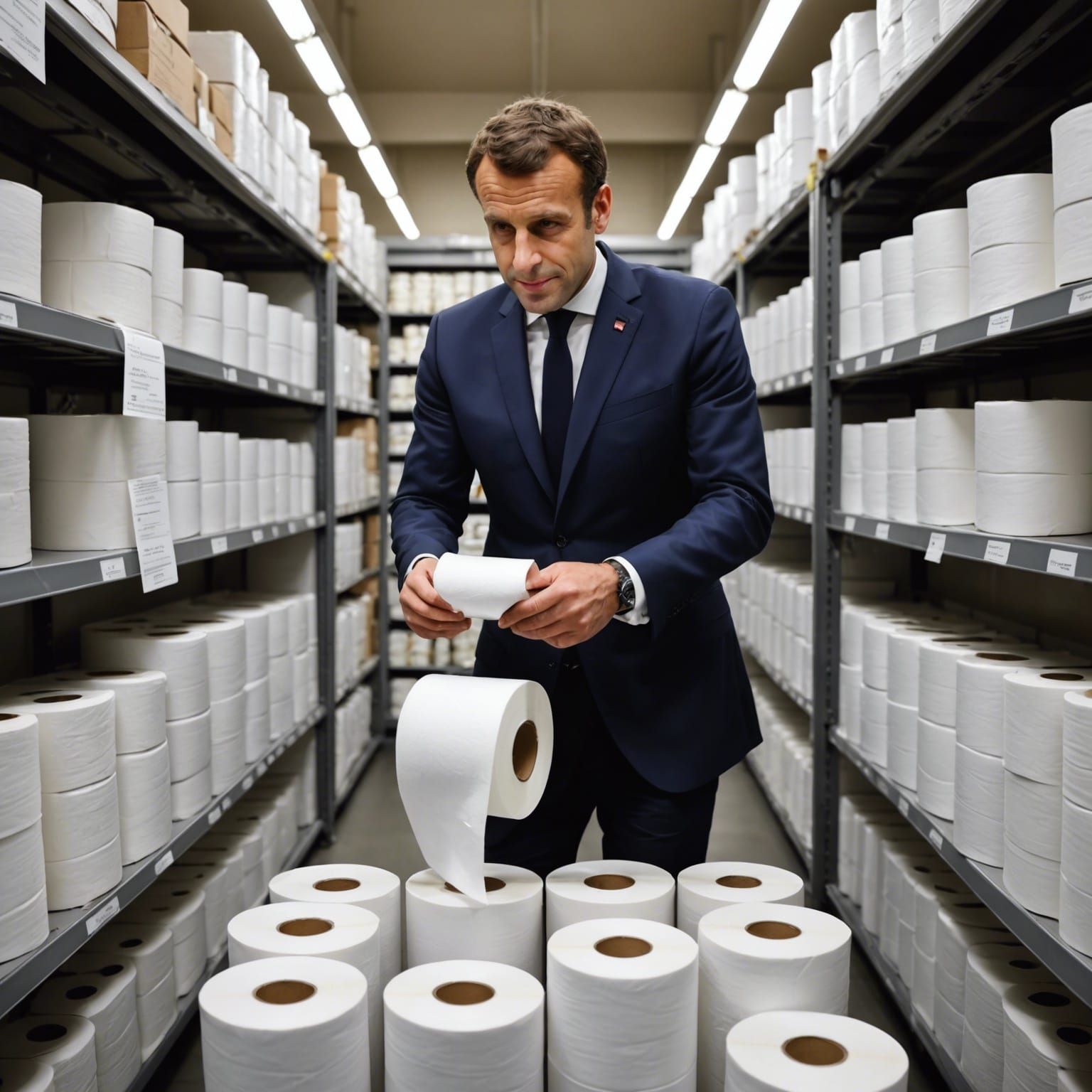 Macron's Toilet Paper Purchase: An AI Rendition