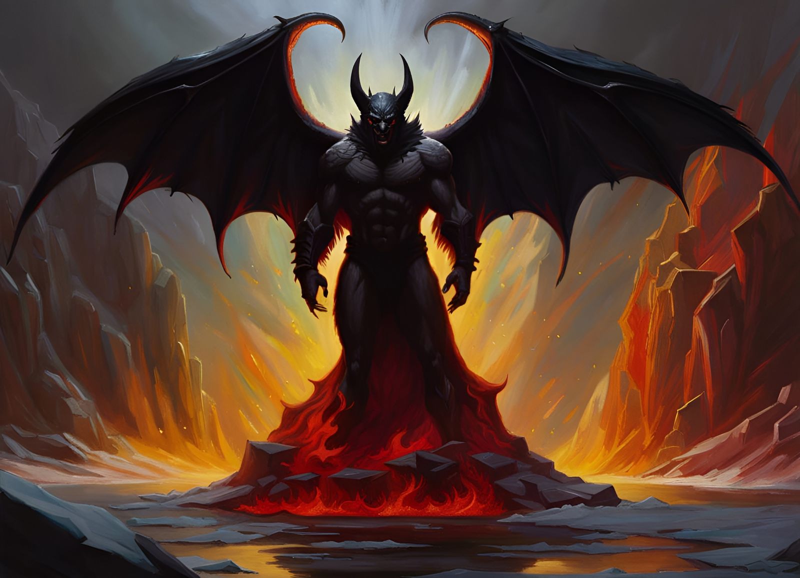 Lucifer Emerges: Oil Painting in Astral Style