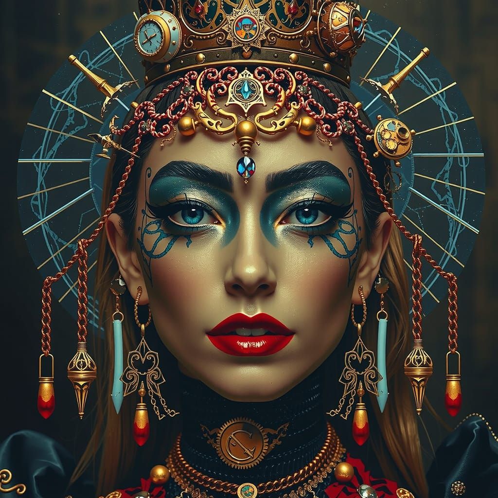 Ethereal Steampunk Queen of Fantastical Playing Cards