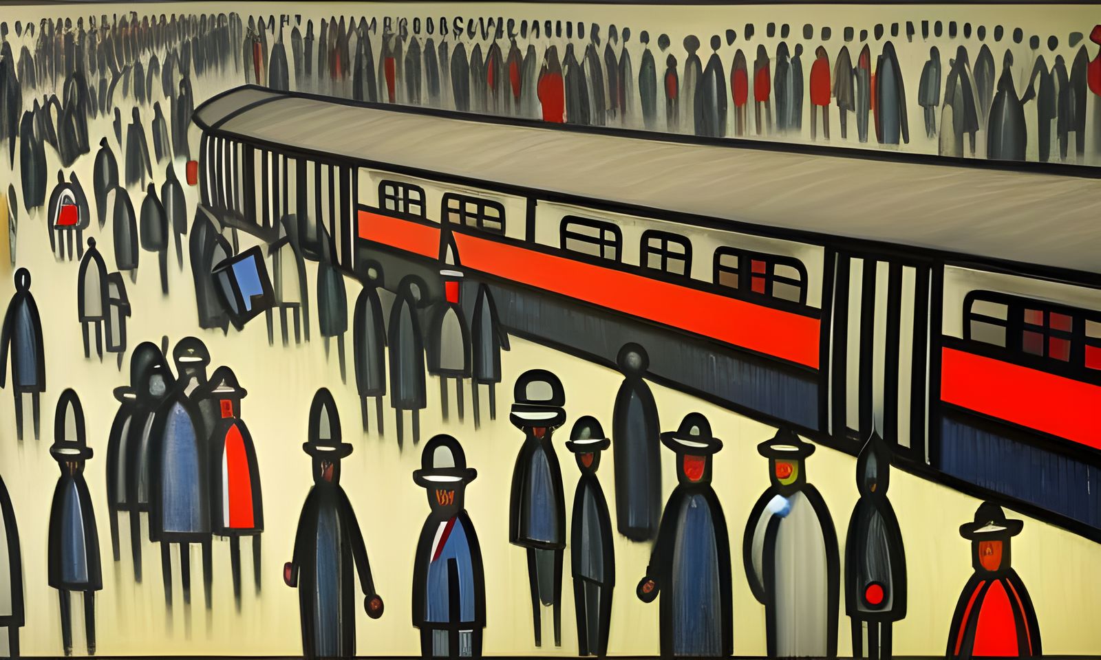 London Underground Scene in Naive Style