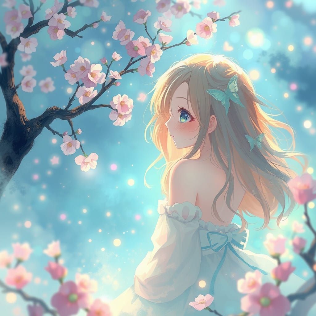 Whimsical Anime-Inspired Art in Pastel Hues