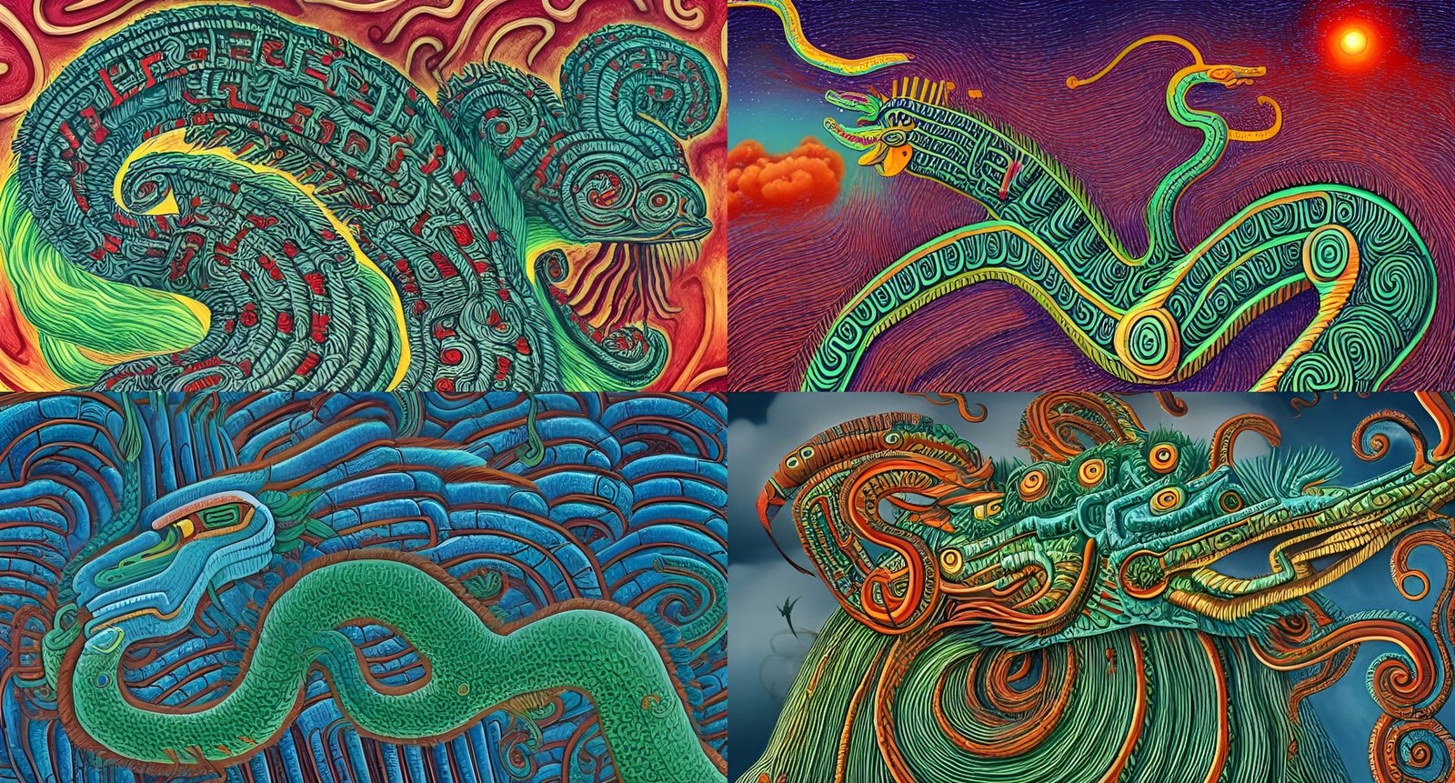 Feathered Serpent God Quetzalcoatl in Storm