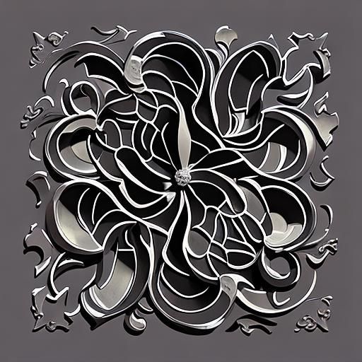 Fractal Koch Snowflake Render with Calligraphic Elements