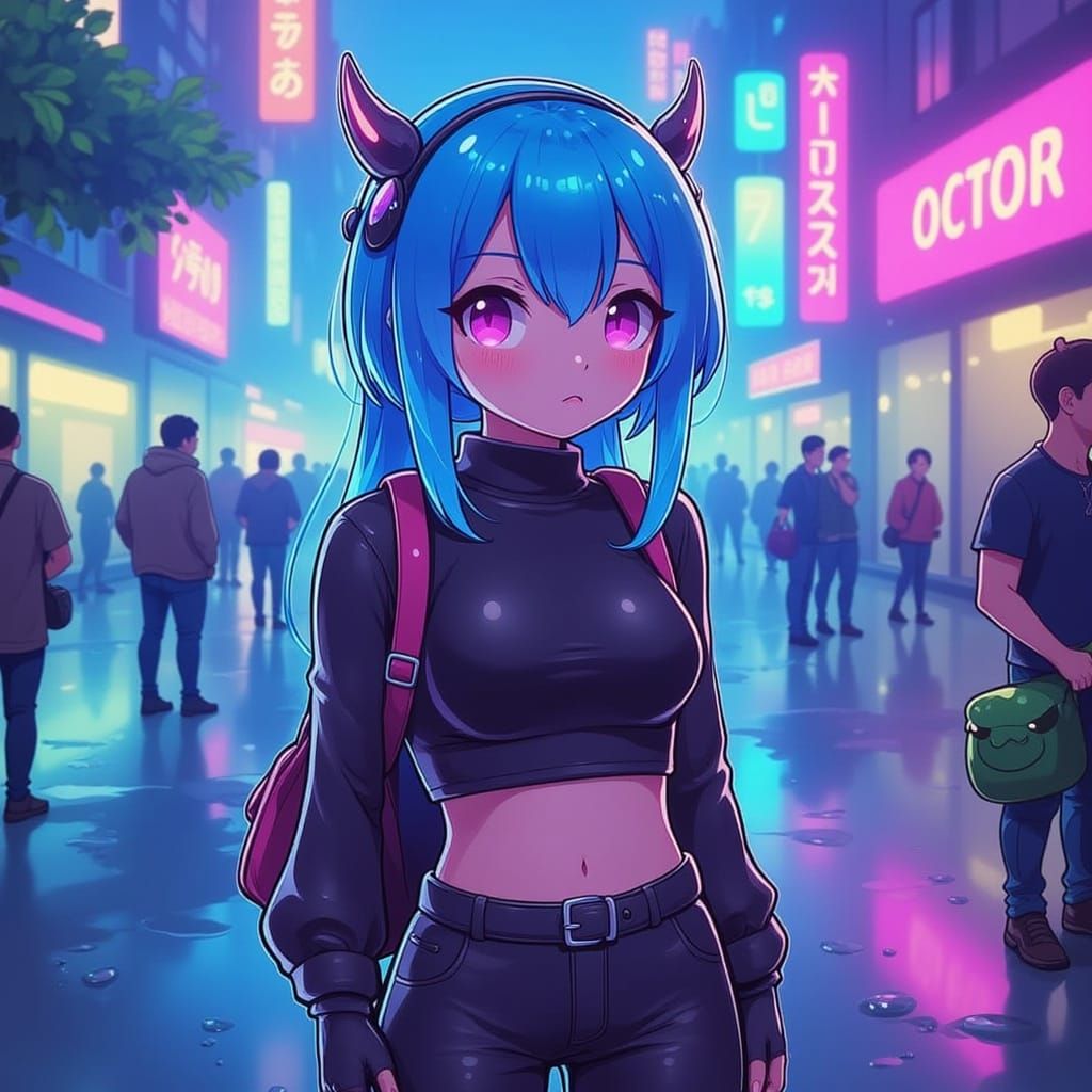 A portrait of a cyberpunk anime character