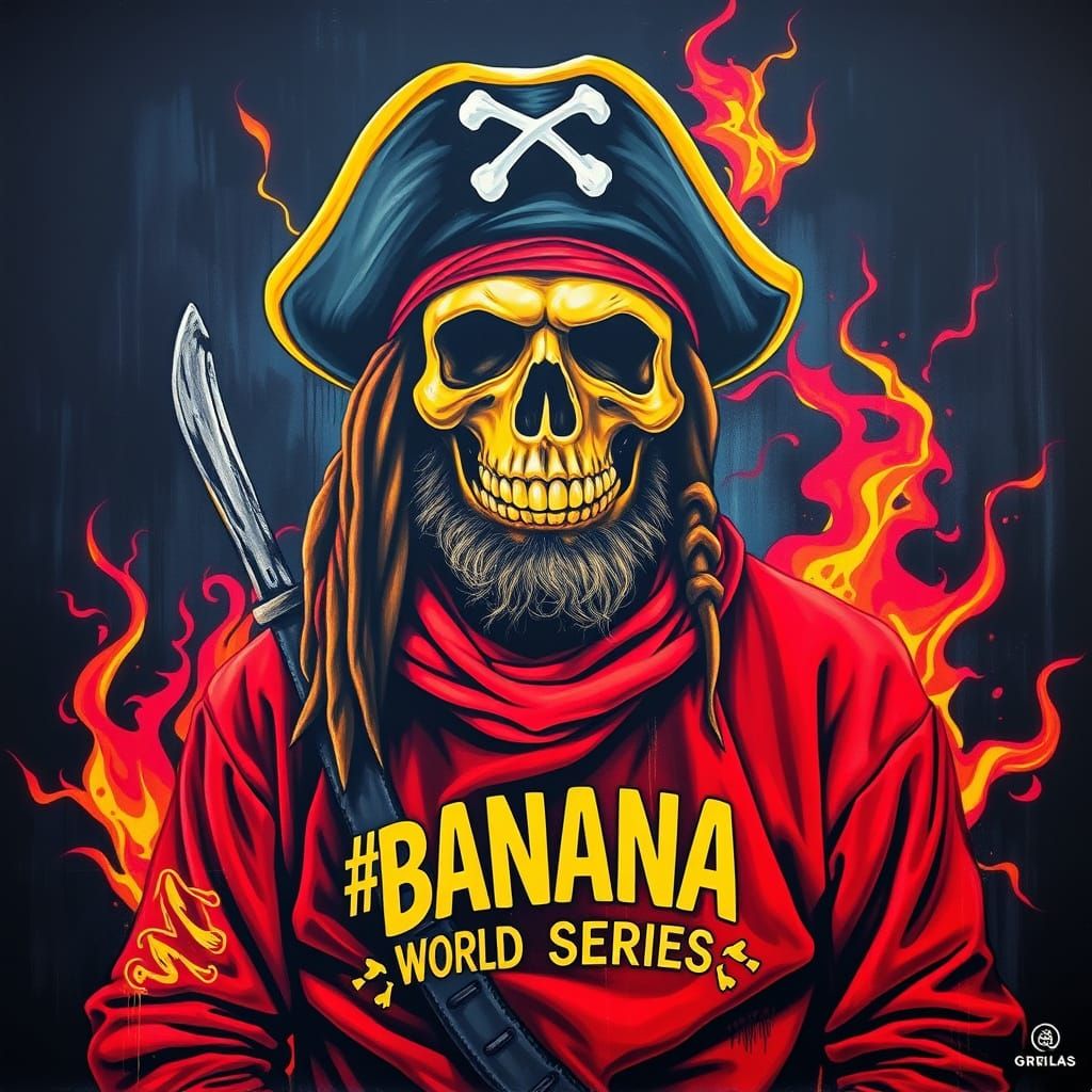 Pirate Gorilla Mural with Meme Art