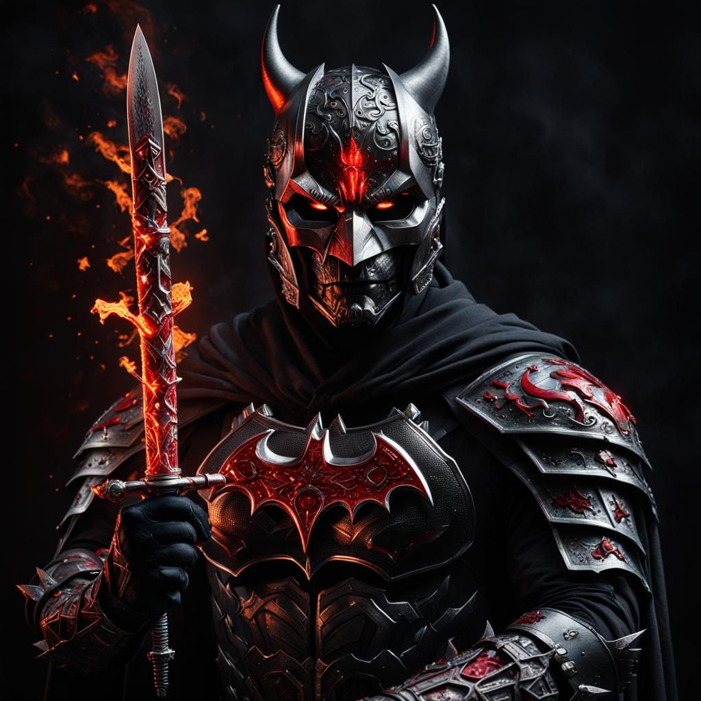 Demonic Batman Figure with Flaming Sword