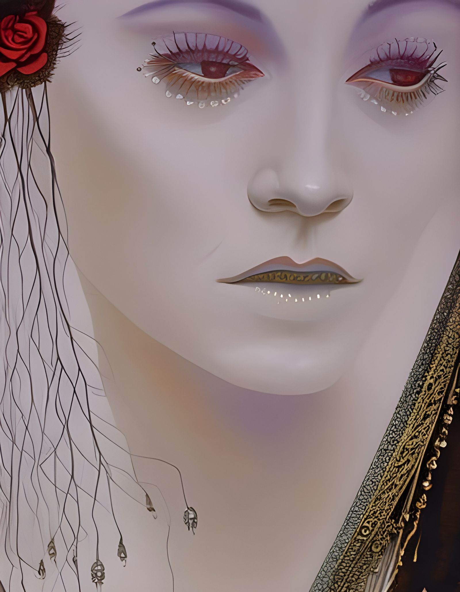 Gothic Woman Portrait with Fractal Stained Glass