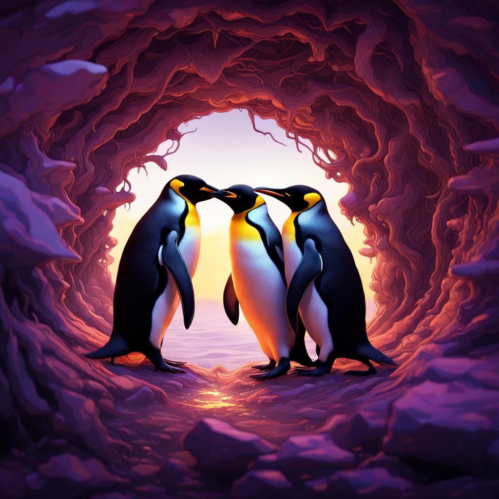 Penguin Love Nest: Dark Fantasy Concept Art