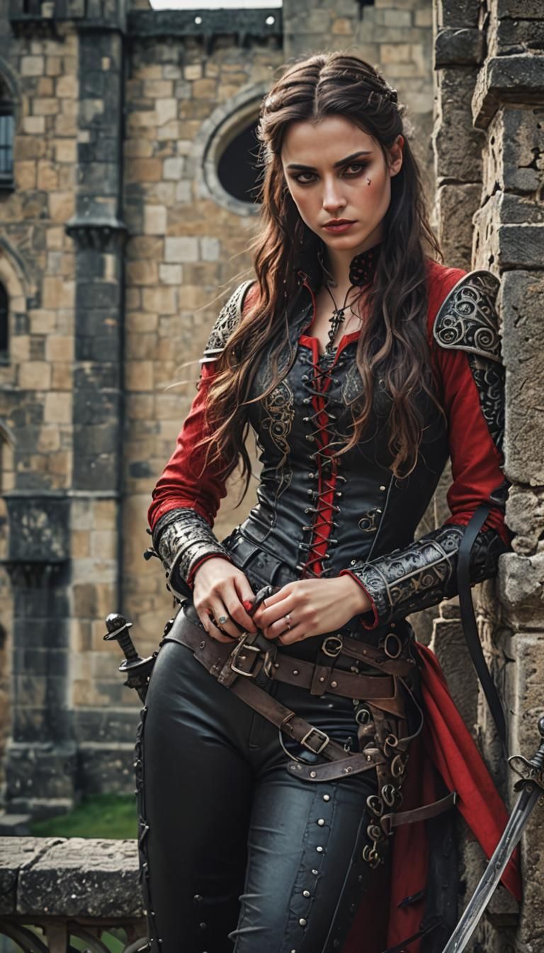 Renaissance Duelist in Gothic Castle: Warrior of Sadness