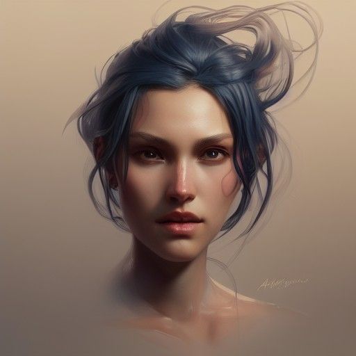 Detailed Portrait of Female Humanoid in Digital Art Style
