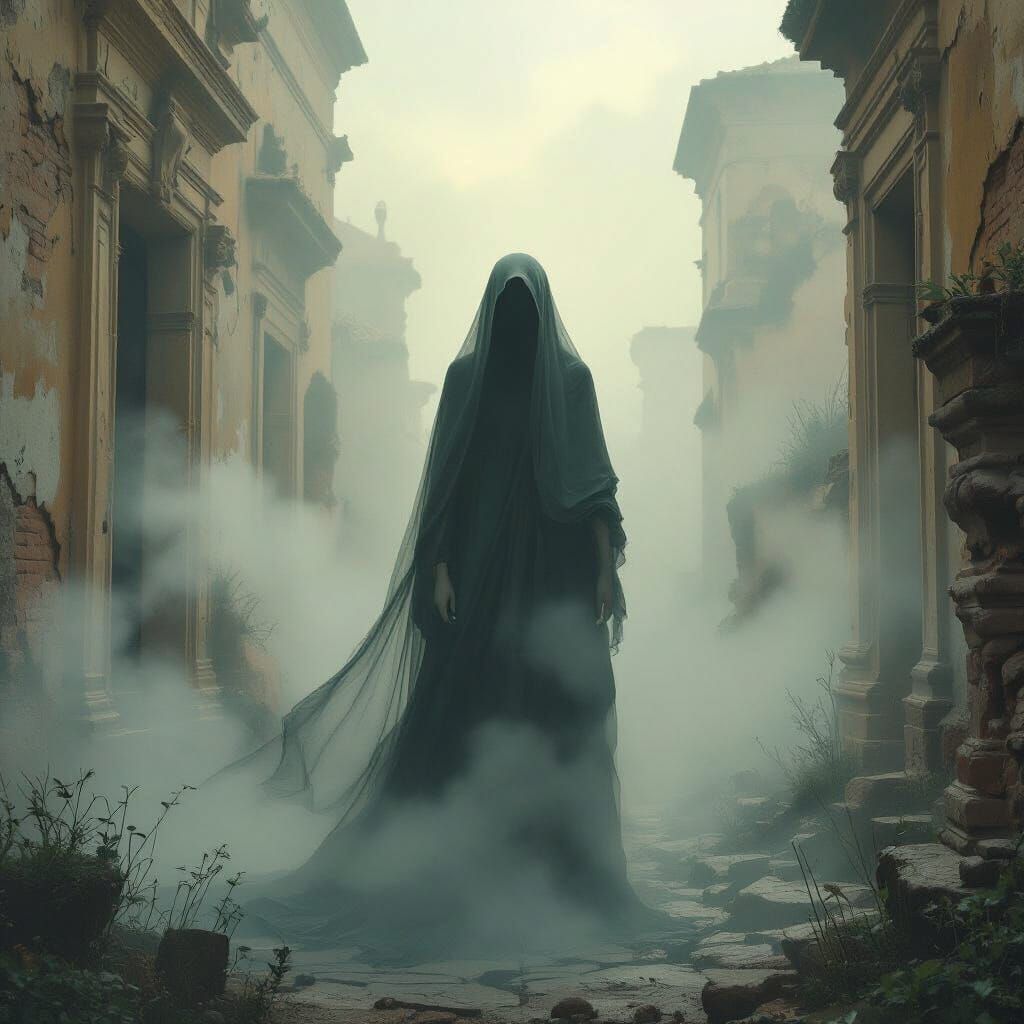 Mystical Woman in Ancient Italian Setting