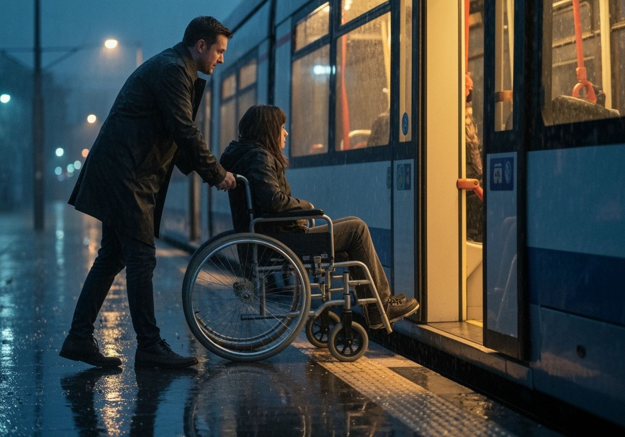 helping a disabled stranger onto the tram (#1122)
