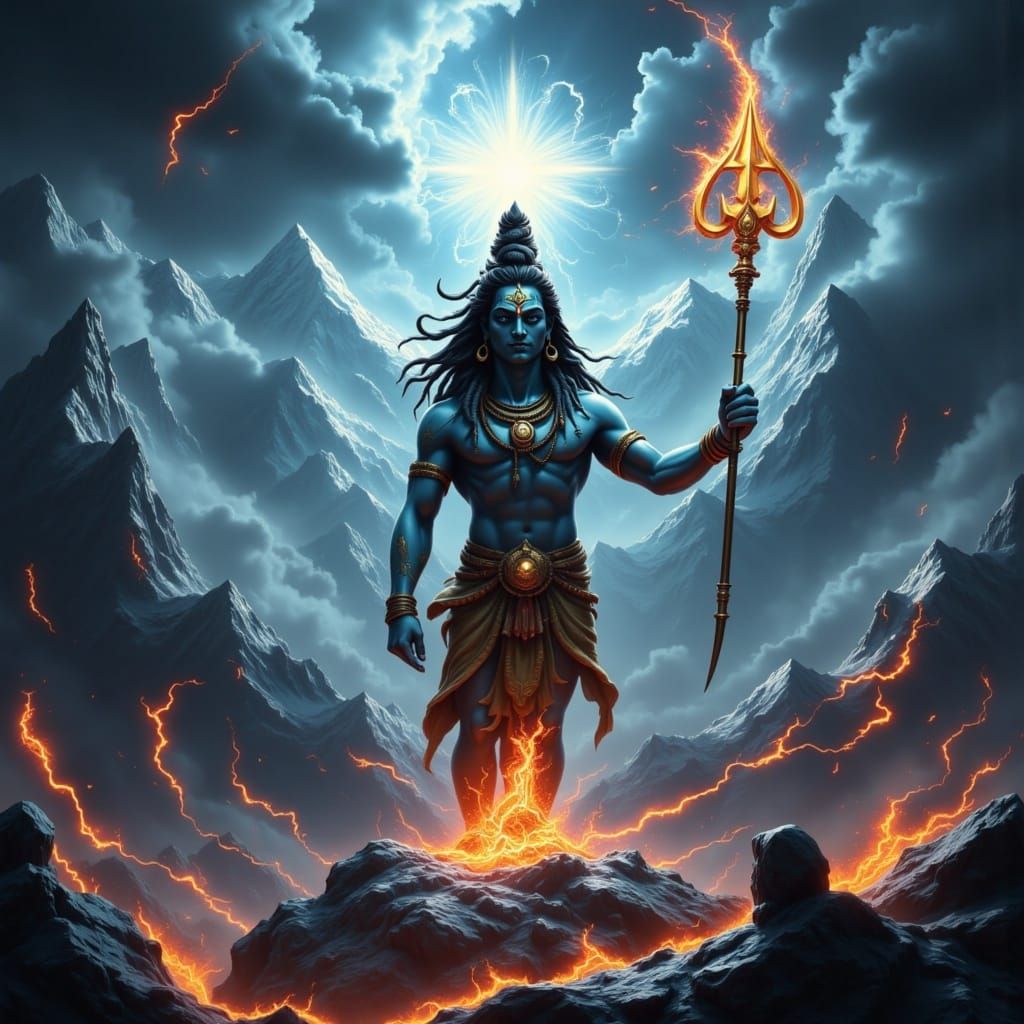 Divine Fury: Lord Shiva Confronts Andhaka in the Himalayan S...
