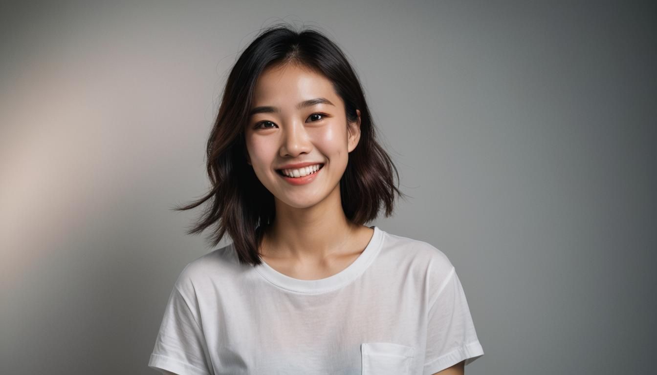 Taiwanese Woman Smiling in Hyper-Realistic Portrait