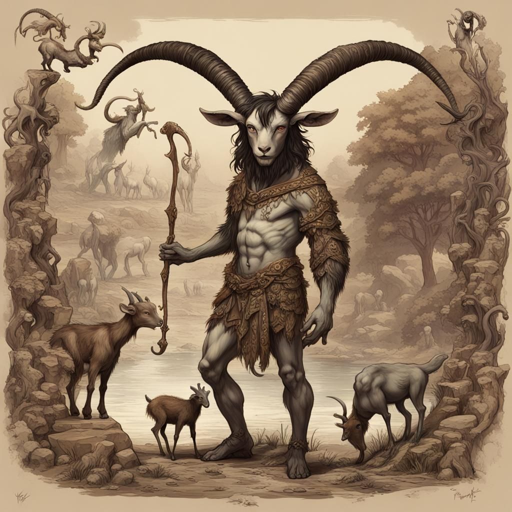Renaissance Faun with Goat Features: Detailed Art