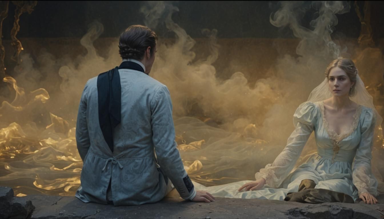 Ghostly Woman and Man in Regency Era Style