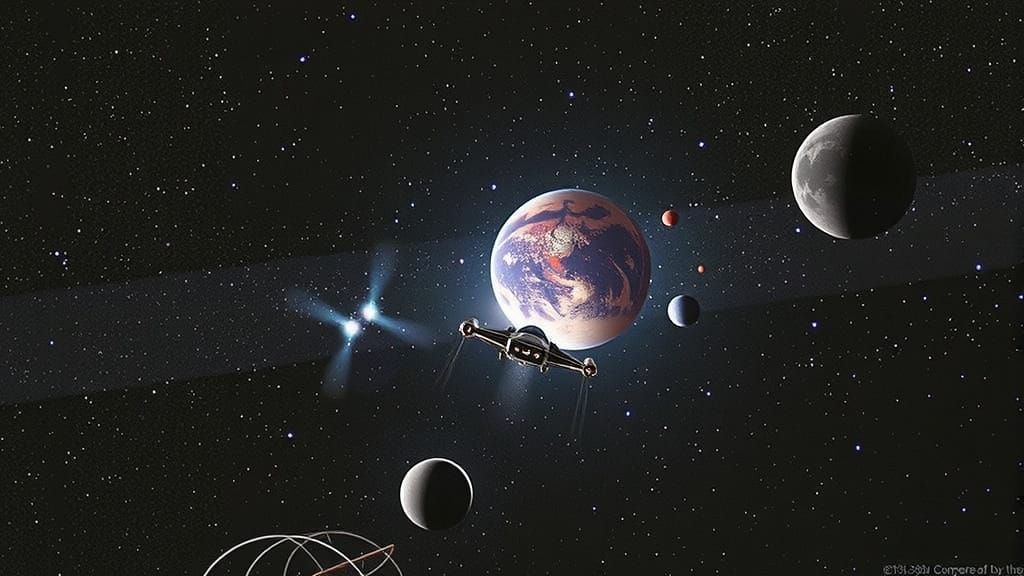 Lone Starship Lands on Moon's Dark Cosmoport, Earth Shines B...