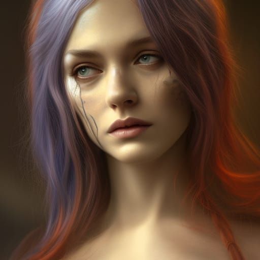 Hyperrealistic Woman Portrait in Detailed Matte Painting