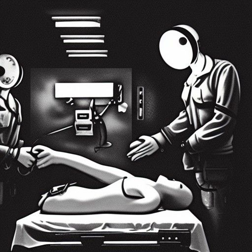 Dystopian Amputation by Machine in Dieselpunk Style