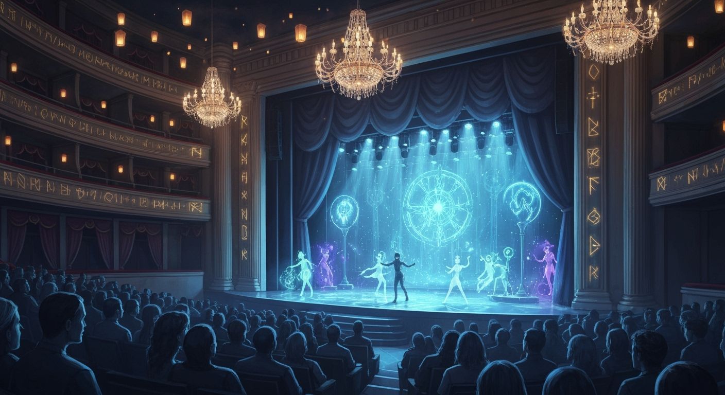Magical Theater Performance with Enchanted Chandeliers