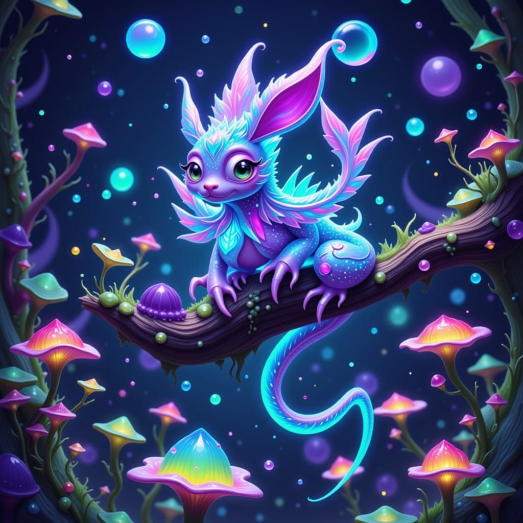 Bioluminescent Creature in Alien Forest