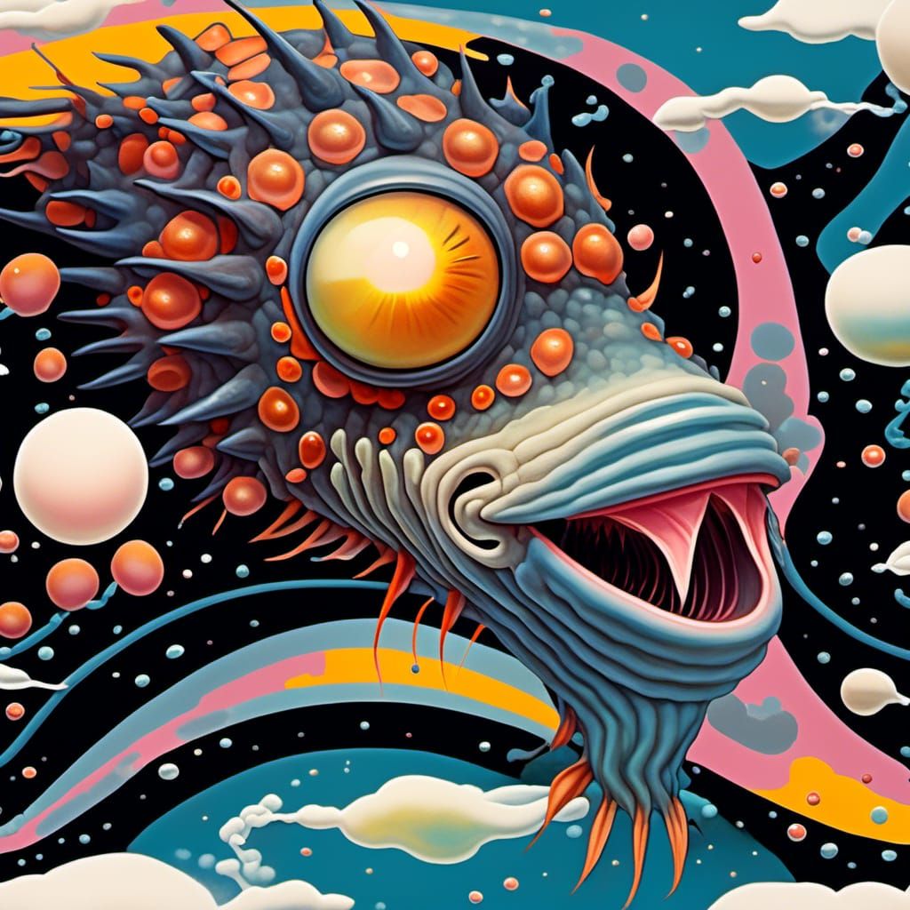 Colorful Alien Fish in Hyperreal Style