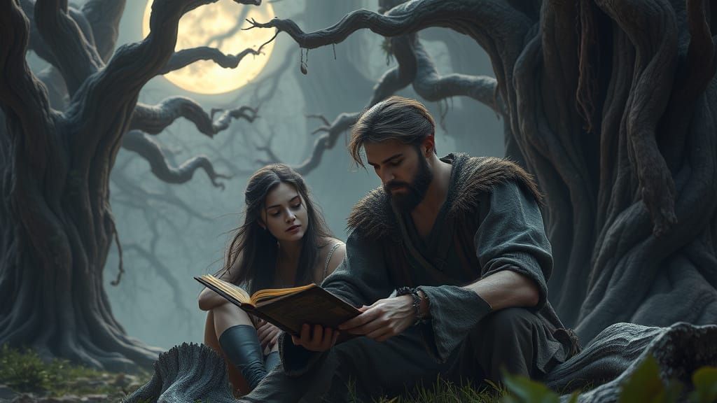 Mysterious Encounter in a Moonlit Glade