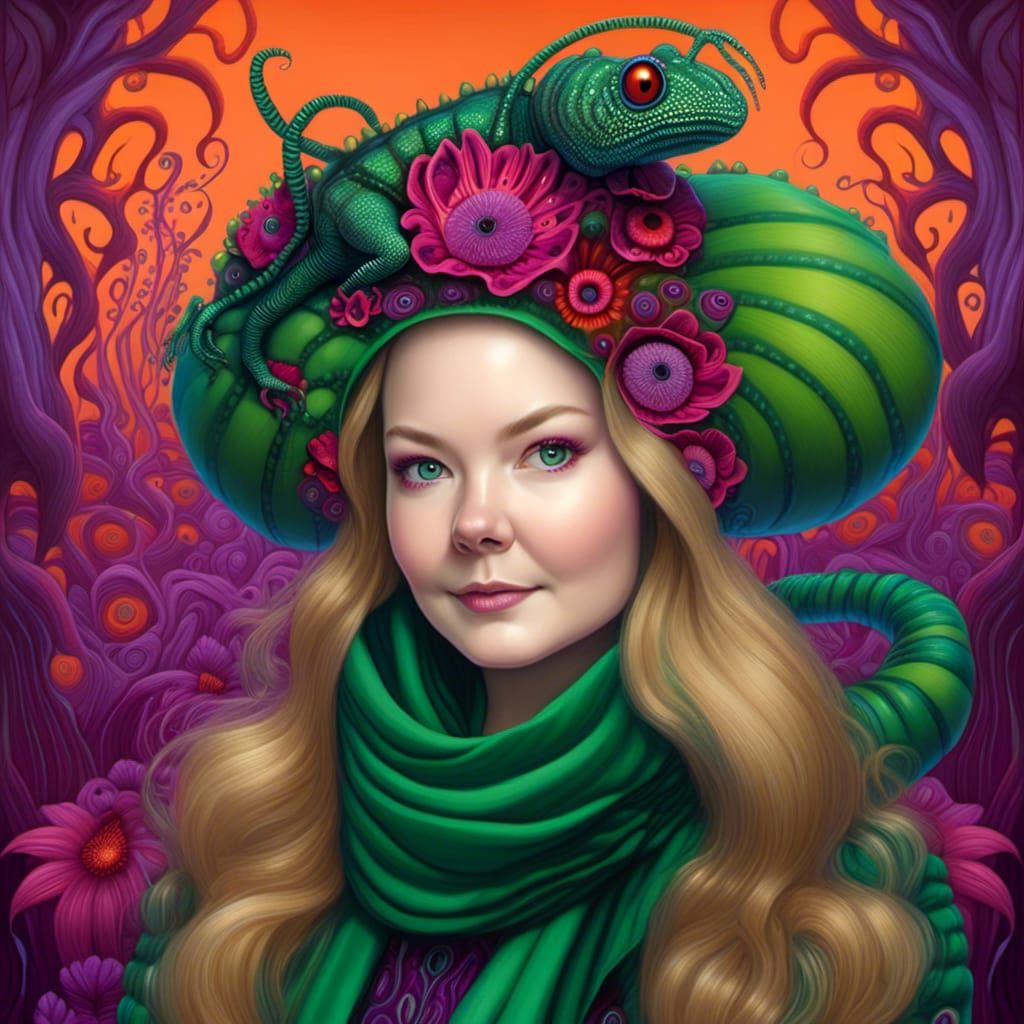 Surreal Savannah Caterpillar Flower Hybrid in Airbrush Art