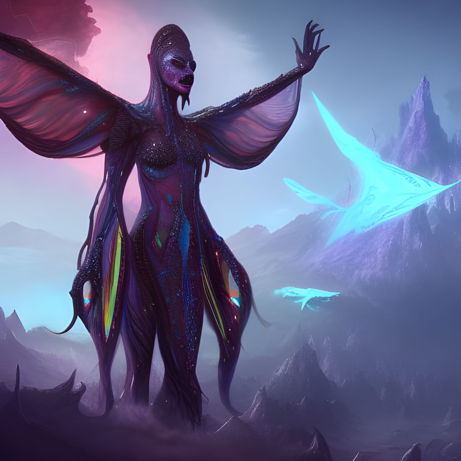 Alien Queen Goddess in Fantasy Art Style