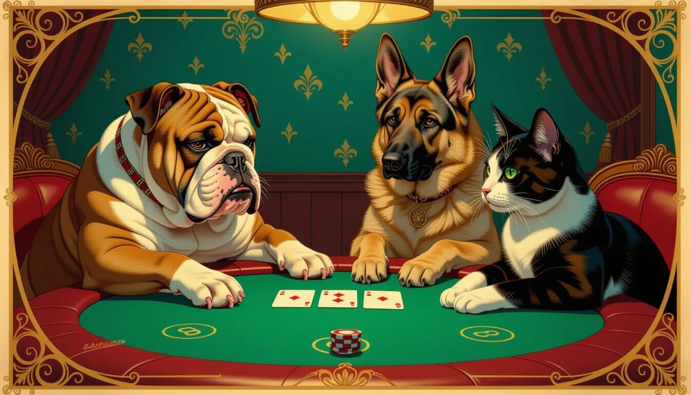 Animals Play Poker in Dramatic Lighting