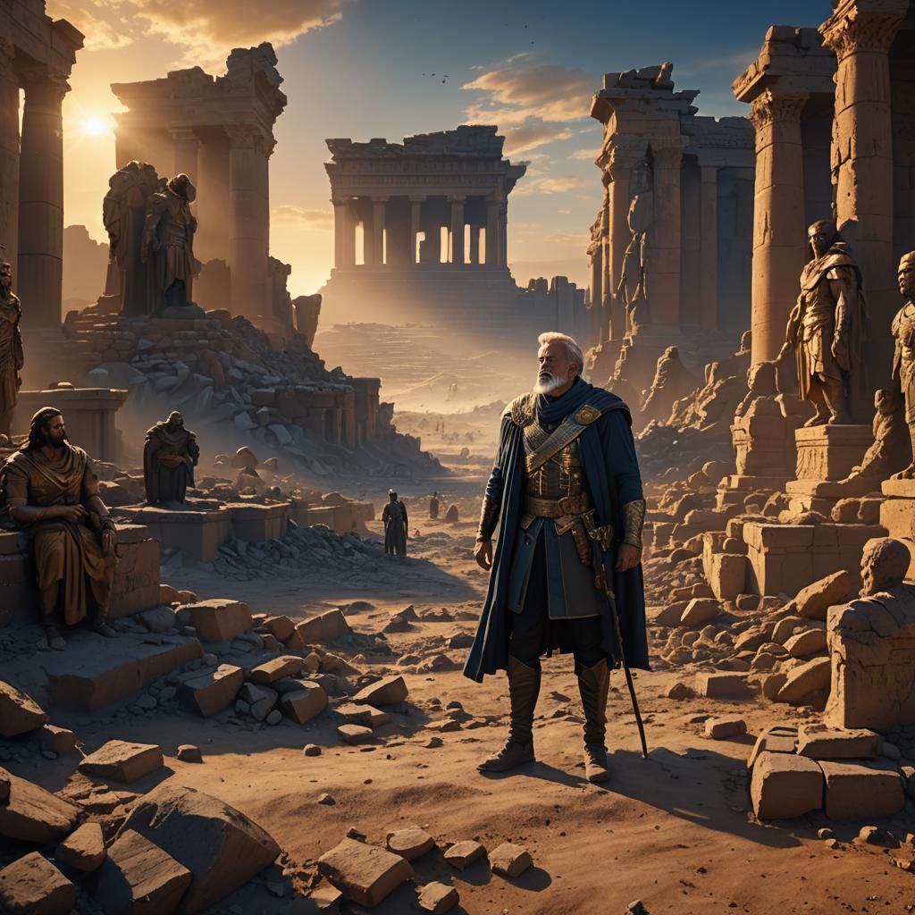 Babylonian King on Battlefield at Golden Hour