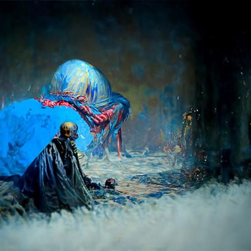 Horrific Pink and Blue Computer Illustration