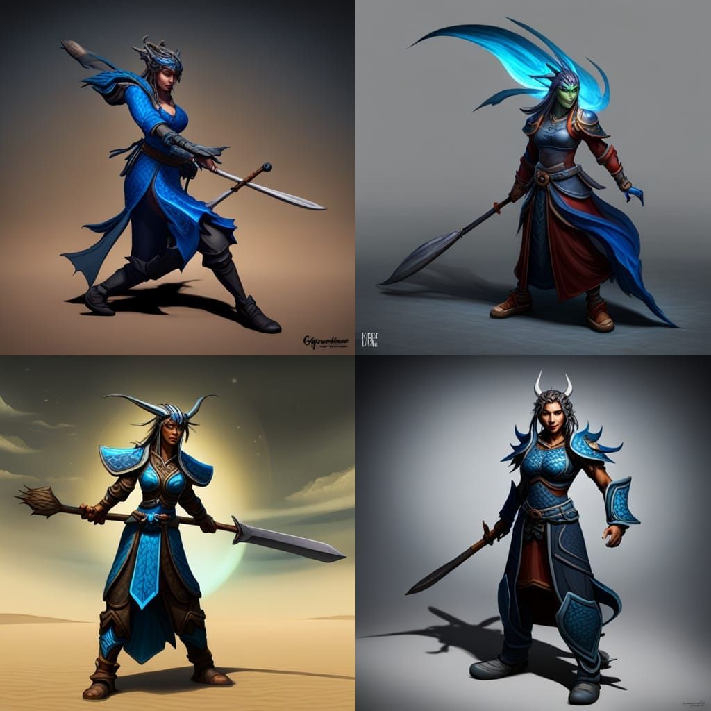 Blue Dragonborn as Wuxia Cultivator, Detailed Fantasy Art